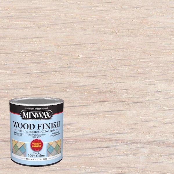 Minwax Wood Finish Water-Based Semi-Transparent Pure White Tint Base Wood Stain 1 qt 117100000 - main